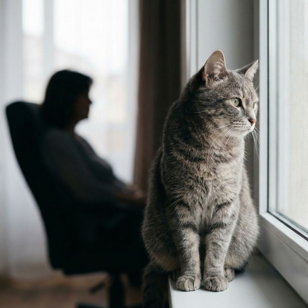 cat sitting in window